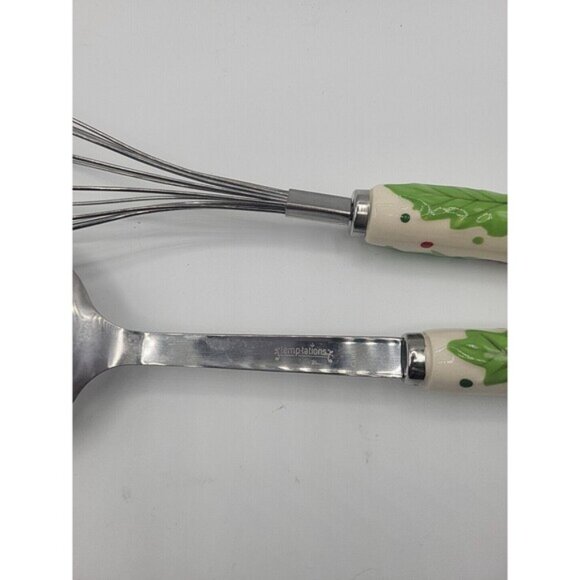 Temptations Tara Winter Whimsy Holly Ceramic Handle Stainless Whisk & Spoon - Picture 5 of 5